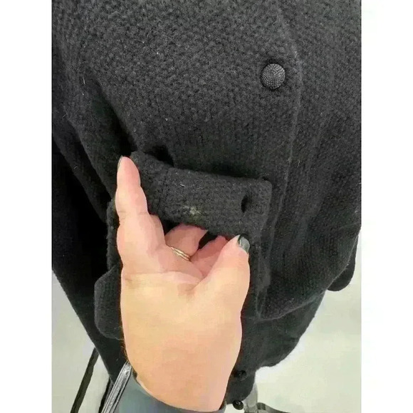 Lauren Ralph Lauren Women's 1X Black 100% Lambswool Waffle Knit Cardigan Jacket - Picture 7 of 8